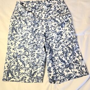 Cascade Collective White High-Rise Bike Shorts with Navy Floral Print